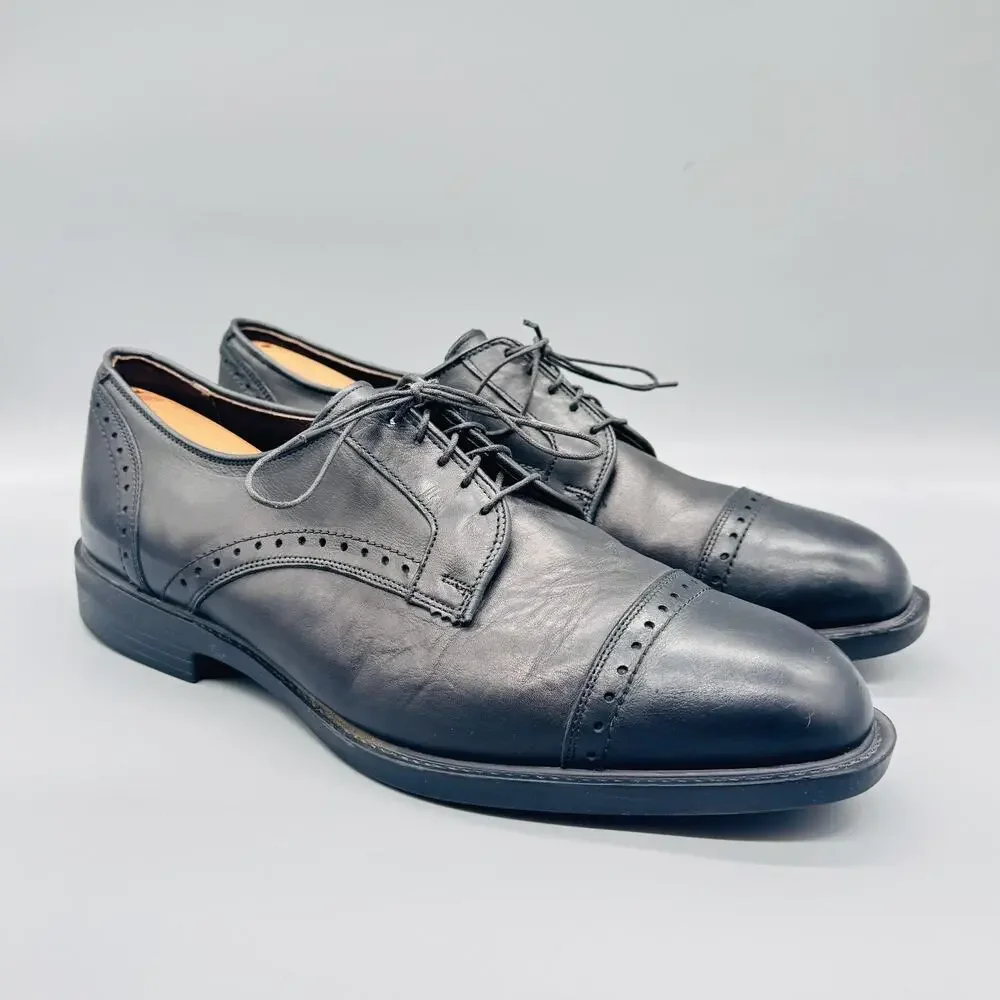 Allen Edmonds Shoes Mens 13 Black Leather Cap Toe Derby Dress Comfort Classic